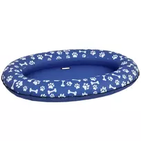 Pripučiamas guminis plaustas šunims, sulankstomas plaukiojantis vandens kilimėlis šunims su rankena, iki 40 kg, 155x104x25 cm, mėlynas