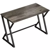 Rašomasis stalas, kompiuterio stalas 120x60 cm, biuro stalas su Z formos metalinėmis kojomis, medžio imitacija, industrinio dizaino, pilkas