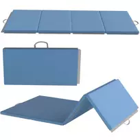 Treniruočių kilimėlis, sulankstomas fitneso kilimėlis, sporto kilimėlis su rankenomis jogai, MMA, fitnesui, pilatesui, 240 x 120 x 5 cm, šviesiai mėlynas