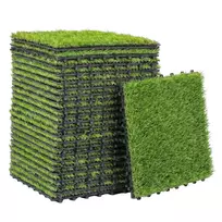 22 vnt. dirbtinės žolės plytelių rinkinys 30x30 cm, vejos plytelės su drenažo sistema, 2 m² plastikinis žolės kilimėlis