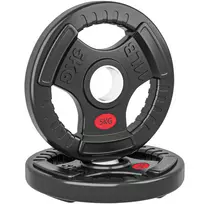 Hantelių svorių rinkinys, 2 vnt. po 5 kg, 5 cm skersmens štangai, Ø 50 mm skylė, juoda spalva