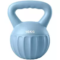 Kettlebell 6 kg smėliu užpildomas svarmuo, skirtas pradedantiesiems namų treniruotėms, 21 x 21 x 27 cm, mėlynas