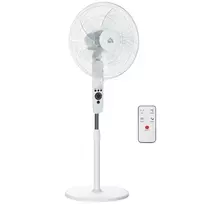 Pastatomas ventiliatorius su nuotolinio valdymo pulteliu, reguliuojamo aukščio, 3 greičio lygiai, metalinis, baltas, Ø44,5 x A110-124 cm