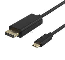 USB-C - DisplayPort kabelisDELTACO 4K UHD, paauksuotos jungtys, 2m, juodas / USBC-DP200-K / R00140015