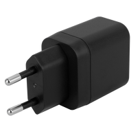 USB sieninis įkroviklis DELTACO, 1x USB-A 18 W, 1x USB-C PD 20 W, juodas/ USBC-AC153 / 1903152