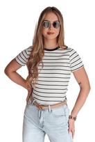 Moteriški balti dryžuoti marškinėliai Liness, L/XL