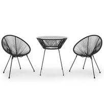 Lauko valgomojo baldų komplektas, 3 dalių, juodas, PVC ratanas CFE3156270