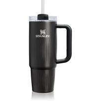 Stanley Quencher H2.O FlowState™ Fluted Tumbler nerūdijančiojo plieno puodelis su šiaudeliu vidutinis Black PVD 890 ml