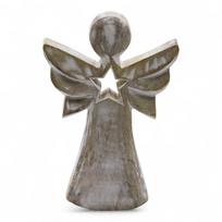 Angelas mango mediena žvaigždės išpjova 18 cm