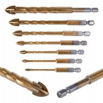 Geko grąžtų rinkinys stiklui ir keramikai, 7 vnt., 3-12mm, Hex 1/4"