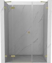 Mexen Lunar dušo durys kairiosios pusės, 140 cm, permatomos, auksinės matinės - 834S-140-050-55-00-L