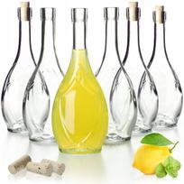 6x Stiklinės buteliai su kamščiu 500ml vynui, sultims, likeriui