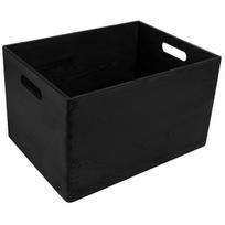 Juoda medinė dėžė su rankenomis daiktams laikyti 39x29x23 cm