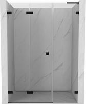 Mexen Lunar-F L sulankiojamos dešinios dušo durys 130 cm, skaidrios, juodos - 836SL-130-050-70-00-L