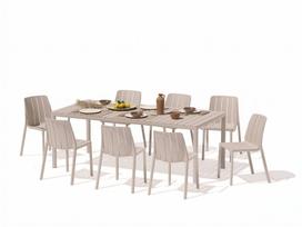 9-ių dalių lauko baldų komplektas Tiberina Bistrot/Tevere, stalas 147-211 cm, Corda