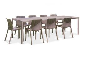 9-ių dalių lauko baldų komplektas Tiberina Bistrot/Tevere, stalas 211-275 cm, Tortora
