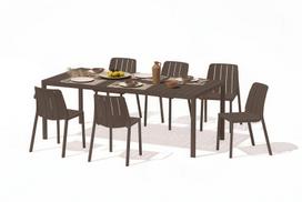 7-ių dalių lauko baldų komplektas Tiberina Bistrot/Tevere stalas 147-211 cm, Terra