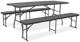 Sulankstomų lauko baldų komplektas Catering, 180 cm stalas ir 2 suolai, Graphite Wood