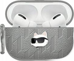 Karl Lagerfeld Airpods 4 dėklas Monogram Choupette sidabrinis