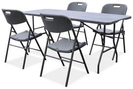 Sulankstomų lauko baldų komplektas Catering, 180 cm stalas ir 4 kėdės, Graphite Wood