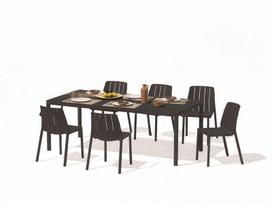 7-ių dalių lauko baldų komplektas Tiberina Bistrot/Tevere stalas 147-211 cm, Anthracite