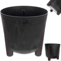 Juodas gėlių vazonas su kojelėmis ir įdėklu, 18 cm