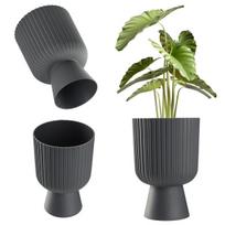 Šiuolaikiškas vazonas gėlėms, 18 cm, pilkas, plastiko