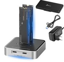 Išorinio kietojo disko dėklas Adapter M.2 Nvme/sata Ssd Usb-c 3.2 Gen 2, 10Gb/s, 2 dyski