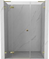 Mexen Lunar L kairios dušo durys 155 cm, permatomos, auksinės - 834SL-155-050-50-00-L