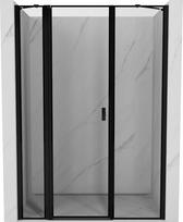Mexen Mist kairės pusės atveriamos dušo durys 140 cm, juodas rėmas, juoda - 8A4-140-001-70-70-L, 140x200
