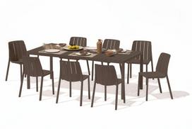 9-ių dalių lauko baldų komplektas Tiberina Bistrot/Tevere, stalas 147-211 cm, Terra