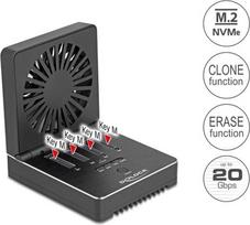 Delock USB 20Gbps M.2 Dockingstation für 4 x M.2 NVMe PCIe SSD mit Klon- und Löschfunktion (64352)