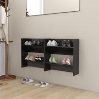 Sieninės spintelės batams, 2vnt., juodos, 60x18x60cm, mediena