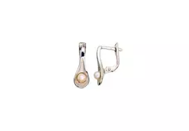 Sidabriniai auskarai anglišku užsegimu, Metalas: Sidabras, Praba: 925°, Akmuo: Perlai - 2.3 g. - 18 mm.