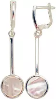 Sidabriniai auskarai anglišku užsegimu, Metalas: Sidabras, Praba: 925°, Akmuo: Perlamutras - 6.2 g. - 50 mm.