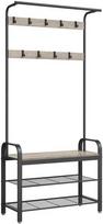 Songmics Drabužių kabykla su batų suoliuku, 183x84x33.7 cm, juoda