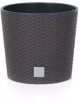 Lauko plastikinis vazonas RATO ROUND, su įdėklu, rudos sp., 30 x 30 x 27 cm