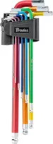 Šešiakampių raktų su rutuliniu antgaliu rinkinys HX 1,5-10 mm, 9 vnt., daugiaspalvis / ypač ilgas, „pasidaryk pats“-HKB42-EL/B