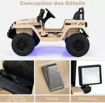 Koduva 12V Vaikių Elektrinis Automobilis Nuotoliniu Valdymu Khaki