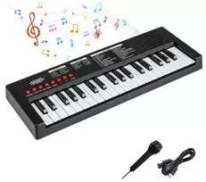 Koduva 37 klavišų vaikų pianinas su mikrofonu, juodas