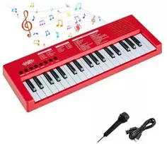 Koduva 37 klavišų vaikų pianinas su mikrofonu, raudonas