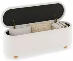 Koduva Ovalus 139 cm ilgio suoliukas su daiktadėže, baltas