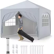 Koduva 10x10 ft Pop-up palapinė su 4 nuimamais šonais, balta