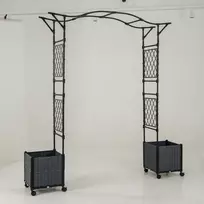 Koduva 2in1 rožių arka 208x40x250 cm pilka metalinė su dėžėmis