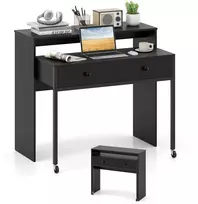 Promotion Išskleidžiamas kompiuterio stalas su 2 stalčiais, juodas