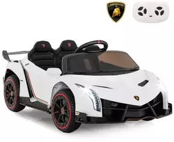 Koduva Lamborghini vaikų elektrinis automobilis su pulteliu baltas