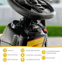 Koduva 12V vaikų elektrinis traktorius su priekaba geltonas