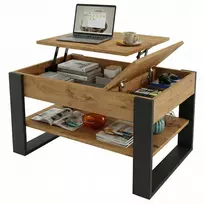 Pakeliamas kavos staliukas T-BOX, Lancelot ąžuolo / juodos spalvos, 92 x 54,2 x 45–63 cm