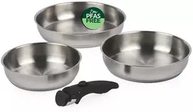 Russell Hobbs RH04033 Stainless Steel 4-Piece Smart Clip Fry Pan Set