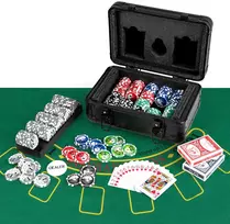 Poker žetonų rinkinys juodas 300 vnt.